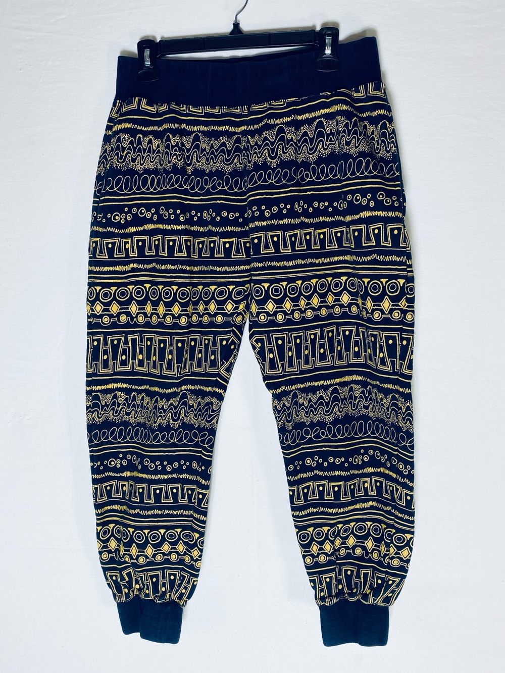 Vintage Stussy Navy Yellow All Over Tribal Print Vibe Sweatpants M Streetwear